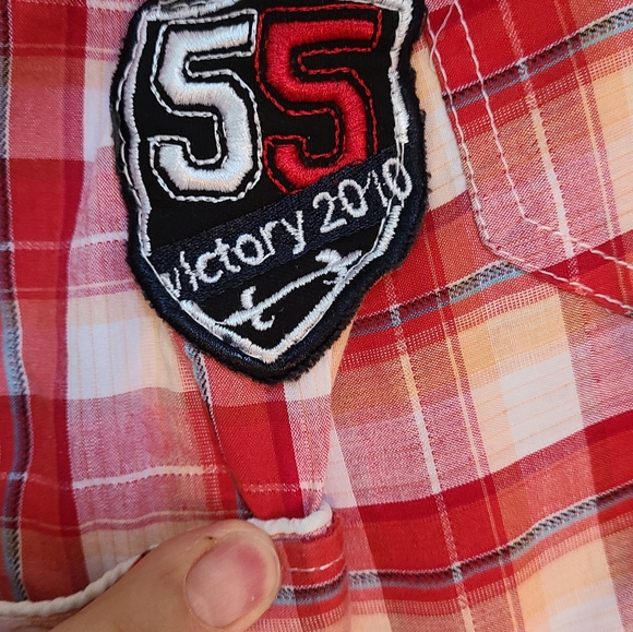 (1549) Swiss Cross Boys Casual Short Sleeve Shirt, Size: 14/16 Color: Red - Picture 5 of 10